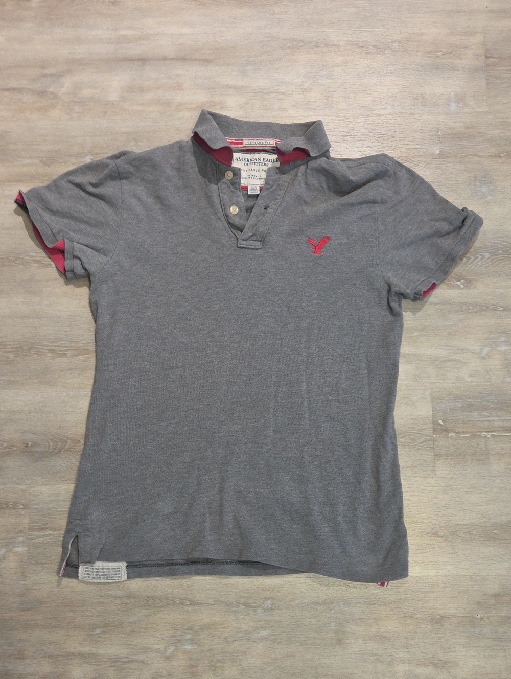 American Eagle Outfitters Gray Polo with Pink Trim